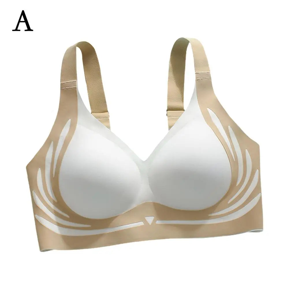 Super Gather Wireless Push-Up Bra for Women, Gathered Design, Soft Support, Adjustable Underwear, Anti-Sagging, Seamless Lift Bra
