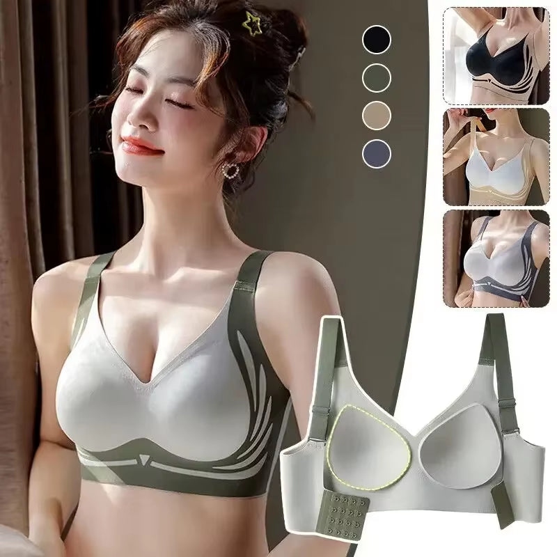 Plus Size Super Collection Push-Up Bras for Women - Soft Support Seamless Underwear, Full Coverage Lift-Up Wireless Soft Sleepwear