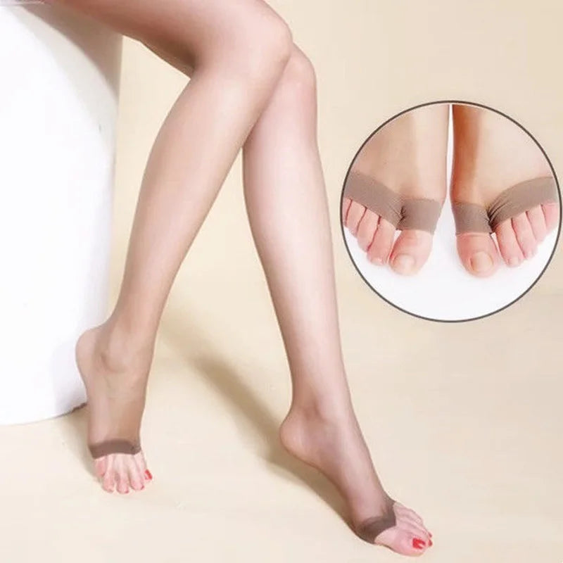 Elegante nahtlose schwarze Strumpfhosen für Frauen – atmungsaktive, elastische und zehenlose Sommermode für Oberschenkelhöhe