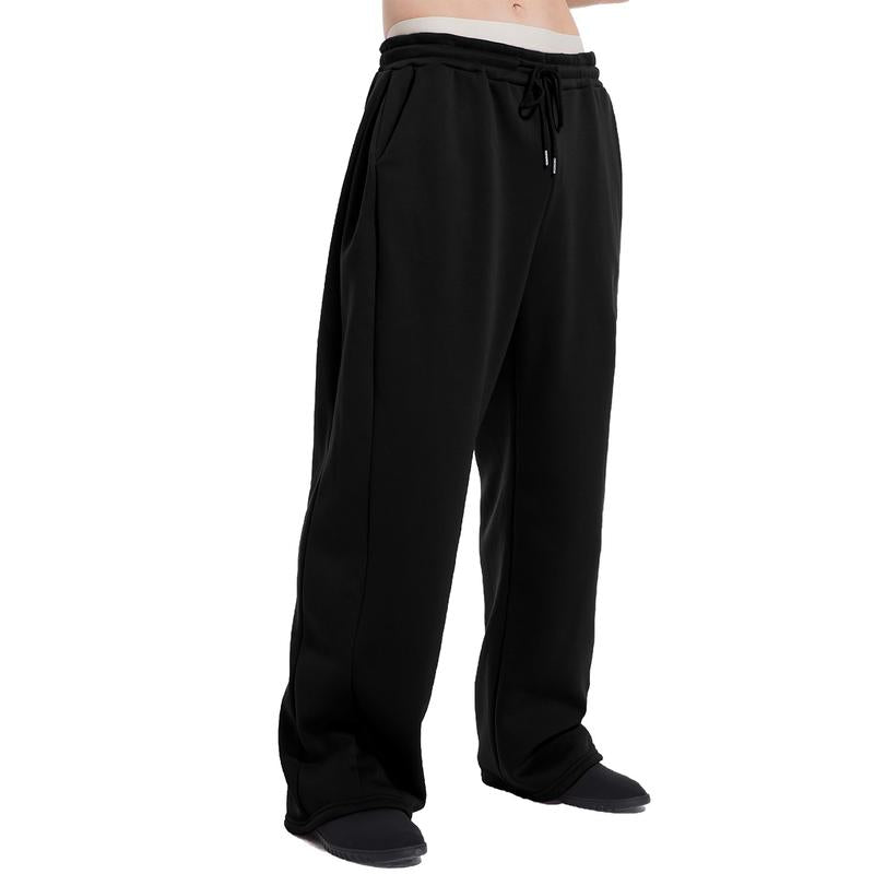JMIERR Mens Baggy Sweatpants Drawstring Stretch Loose Fit Wide Leg Sweat Pants with Pockets