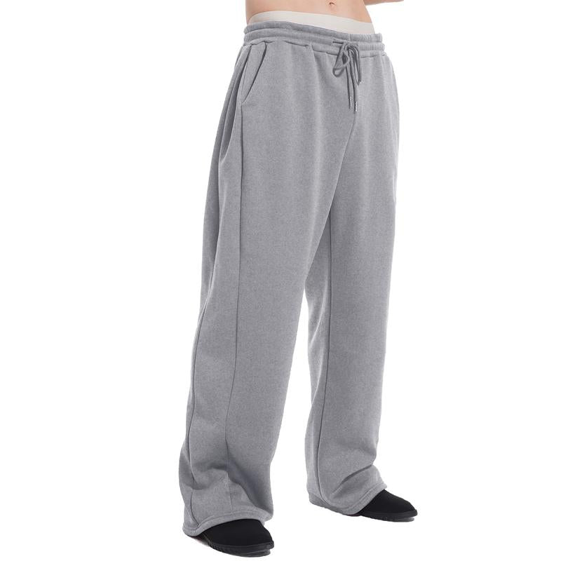 JMIERR Mens Baggy Sweatpants Drawstring Stretch Loose Fit Wide Leg Sweat Pants with Pockets
