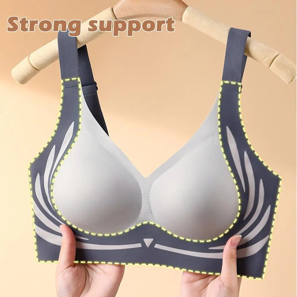 Super Gather Wireless Push-Up Bra for Women, Gathered Design, Soft Support, Adjustable Underwear, Anti-Sagging, Seamless Lift Bra