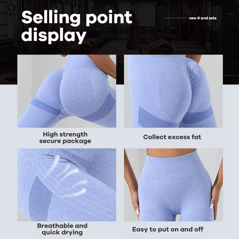 Nahtloses High-Stretch Yoga-Set mit Cami und Bauchkontroll-Leggings - 2-teiliges Trainingsoutfit für das Fitnessstudio