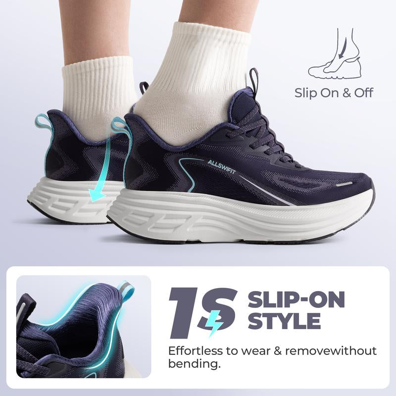 Allswifit Women'S Slip on Walking Shoes Hands-Free Cushion Running Tennis Shoes Non-Slip Comfortable Workout Gym Sports Athletic Fashion Sneakers