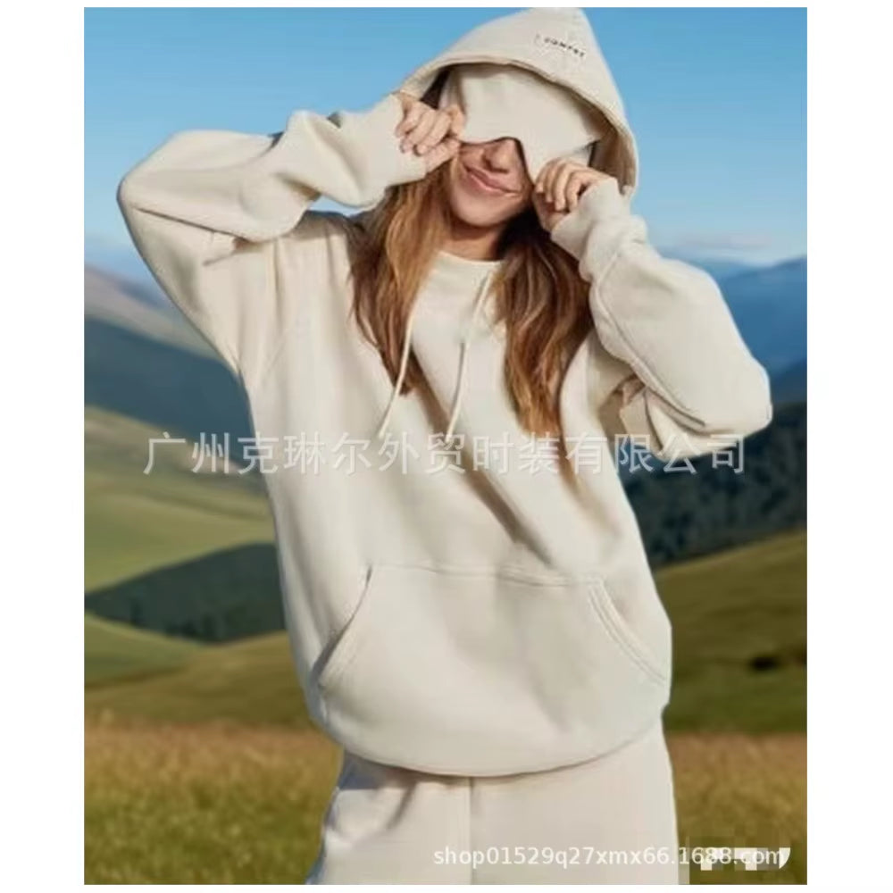 2025 Autumn and Winter Solid Color Hoodie with Integrated Eye Mask, Long Sleeve Casual Top