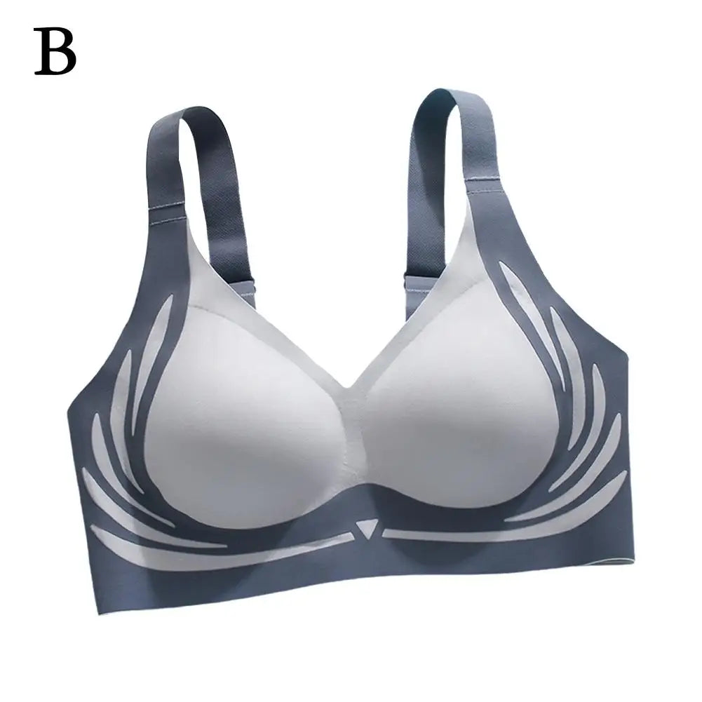 Super Gather Wireless Push-Up Bra for Women, Gathered Design, Soft Support, Adjustable Underwear, Anti-Sagging, Seamless Lift Bra